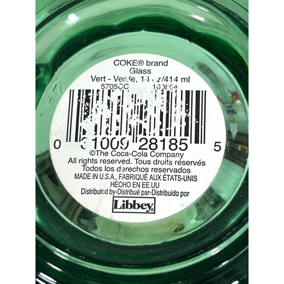Libbey COKE Float Glass Coca Cola USA 14oz Logo 6.25” Vtg Green Glazed Handled - Picture 4 of 13